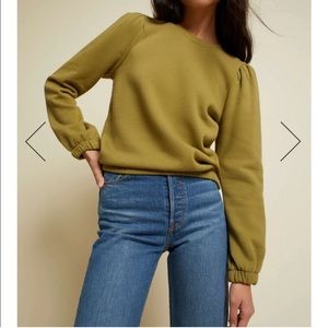 EUC Nation LTD Daryl green puff sleeve sweatshirt. Size 4.